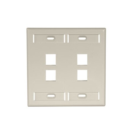 Leviton 4-Port Flush Mount Unloaded, 2Gang W/Des Window Quickport 204799